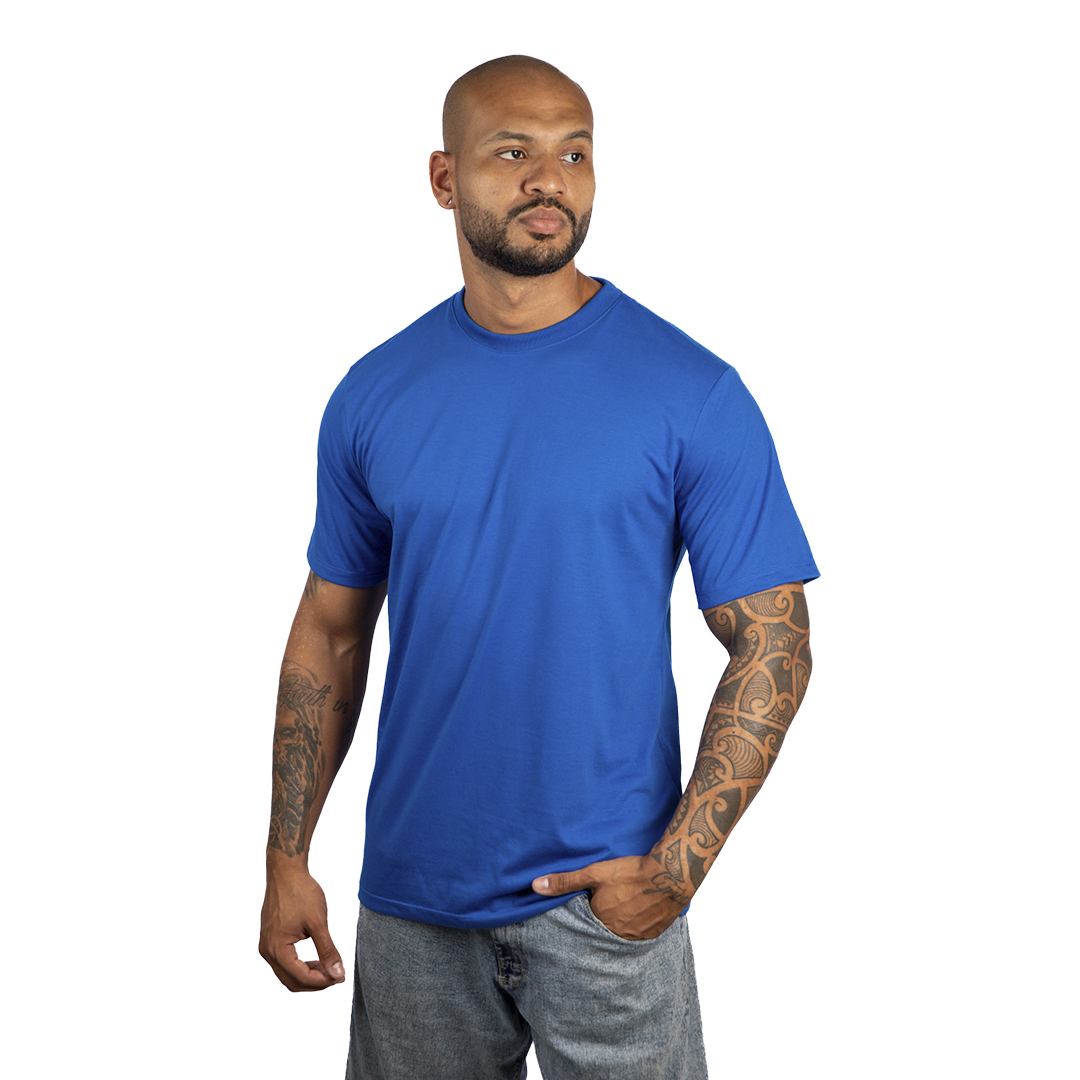 Camiseta Básica Azul Royal Lisa - 100% Poliéster Masculina