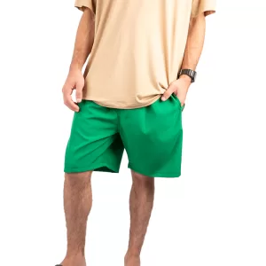 Bermuda em Tactel Verde com Bolsos Laterais e Traseiro