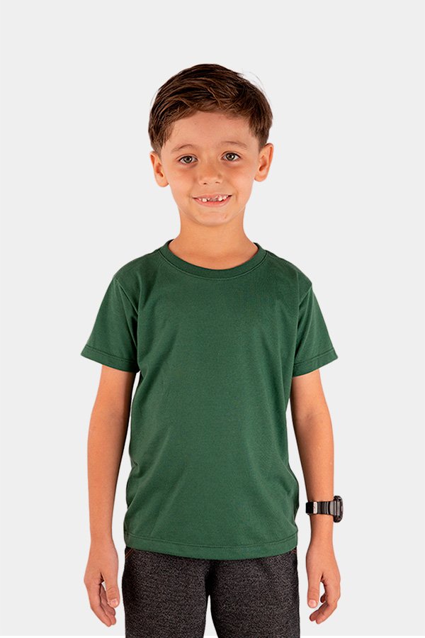 CAMISETA BASICA LISA INFANTIL VERDE MILITAR