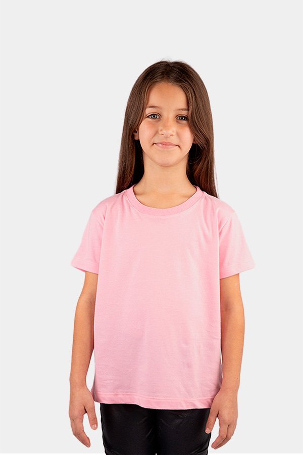 CAMISETA BASICA LISA INFANTIL ROSA CLARO