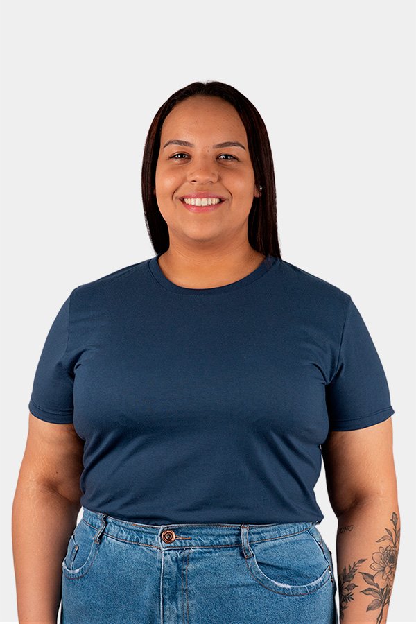 CAMISETA FEM. PLUS SIZE MARINHO