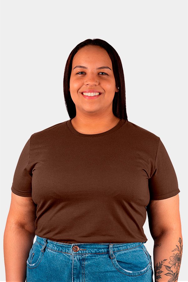 CAMISETA FEMININA PLUS SIZE MARROM