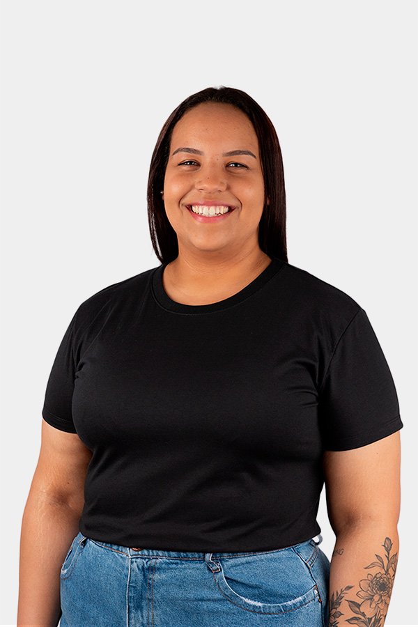 CAMISETA FEM. PLUS SIZE LISA PRETA