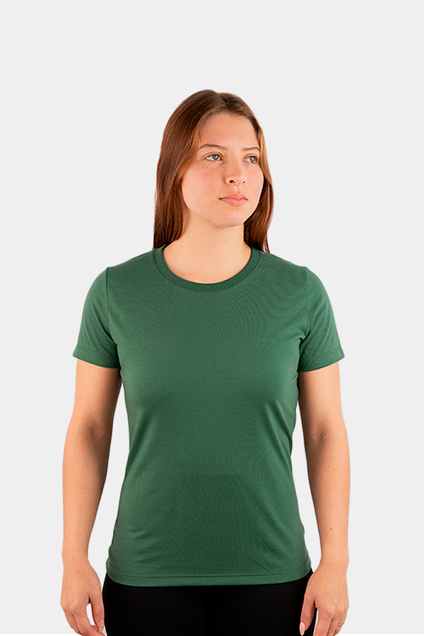 CAMISETA FEMININA LISA VERDE MILITAR