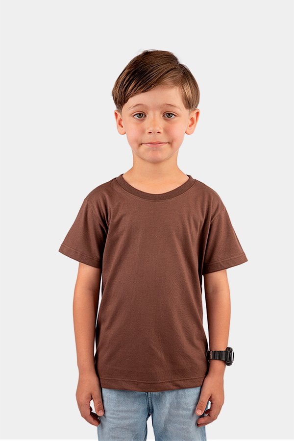 CAMISETA BASICA LISA INFANTIL MARROM