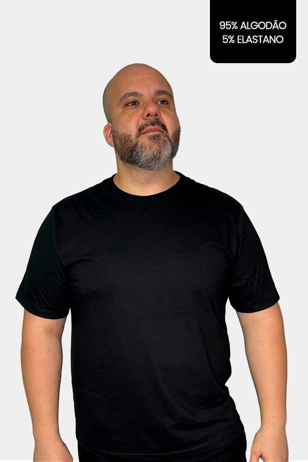 CAMISETA PLUS SIZE COM ELASTANO PRETA