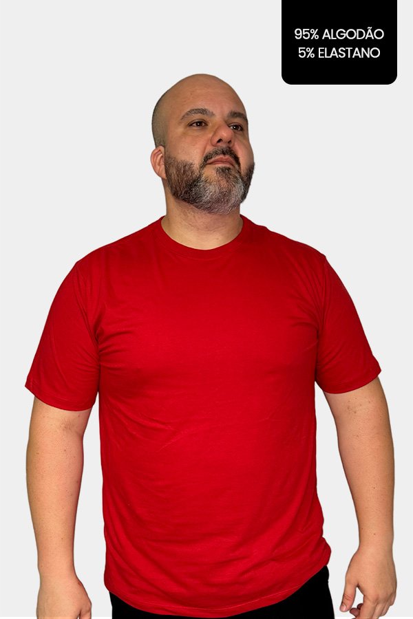 CAMISETA PLUS SIZE COM ELASTANO VERMELHA