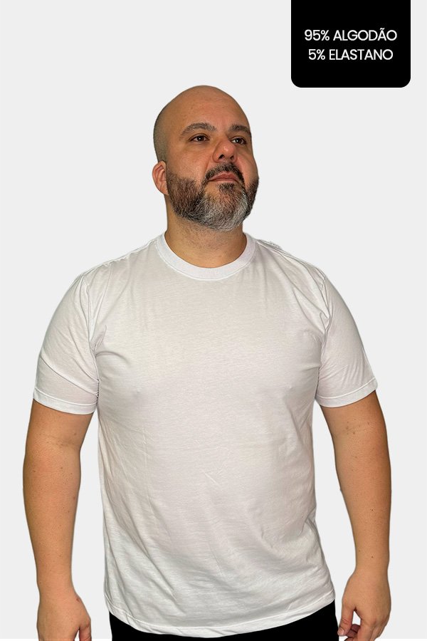 CAMISETA PLUS SIZE COM ELASTANO BRANCA