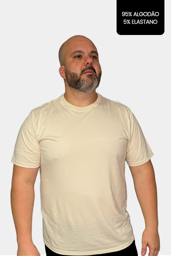 CAMISETA PLUS SIZE COM ELASTANO OFF WHITE