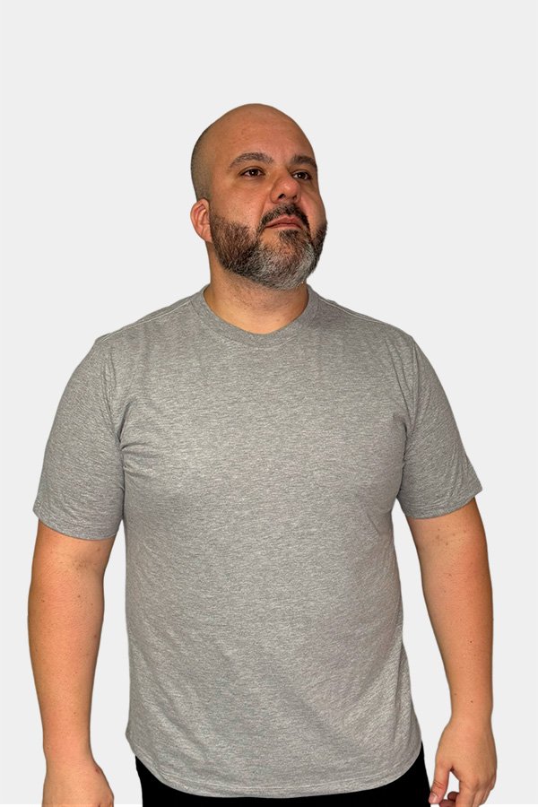 CAMISETA BASICA LISA PLUS SIZE CINZA MESCLA