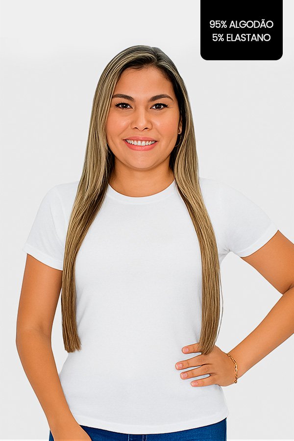 CAMISETA FEMININA LISA COM ELASTANO BRANCA
