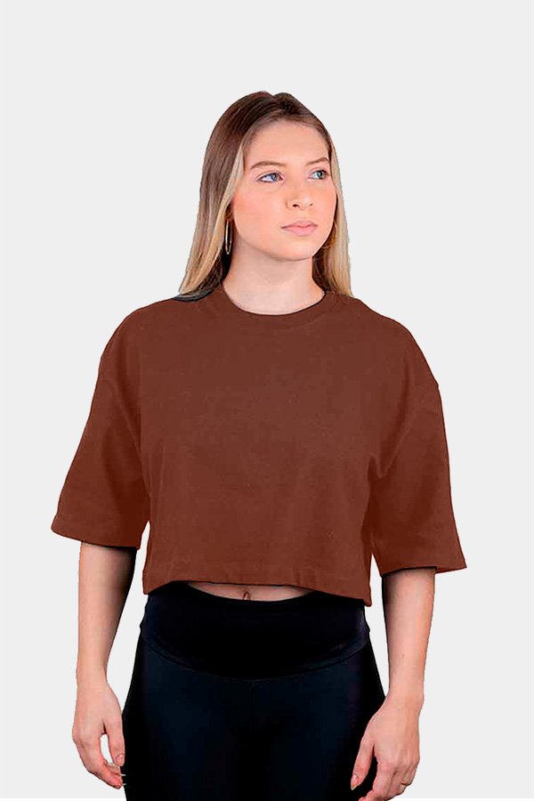 CROPPED OVERSIZED MALHÃO MARROM