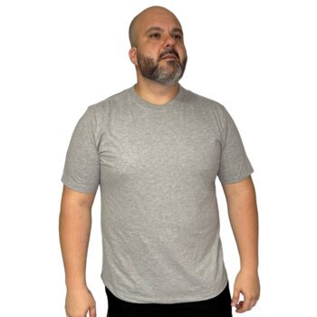 CAMISETA BASICA LISA PLUS SIZE CINZA MESCLA