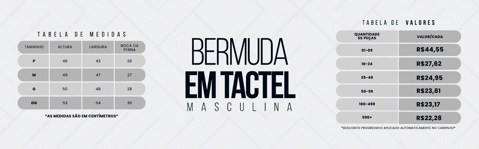 Bermudas em Tactel