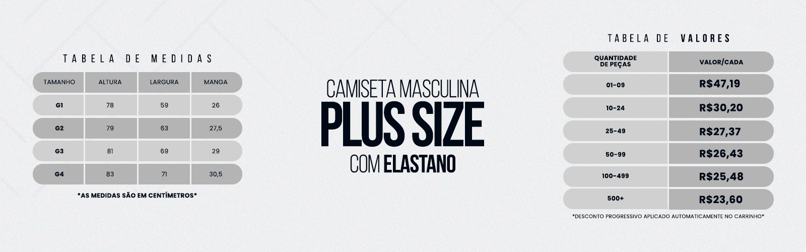 Masculino Plus Size (Elastano)
