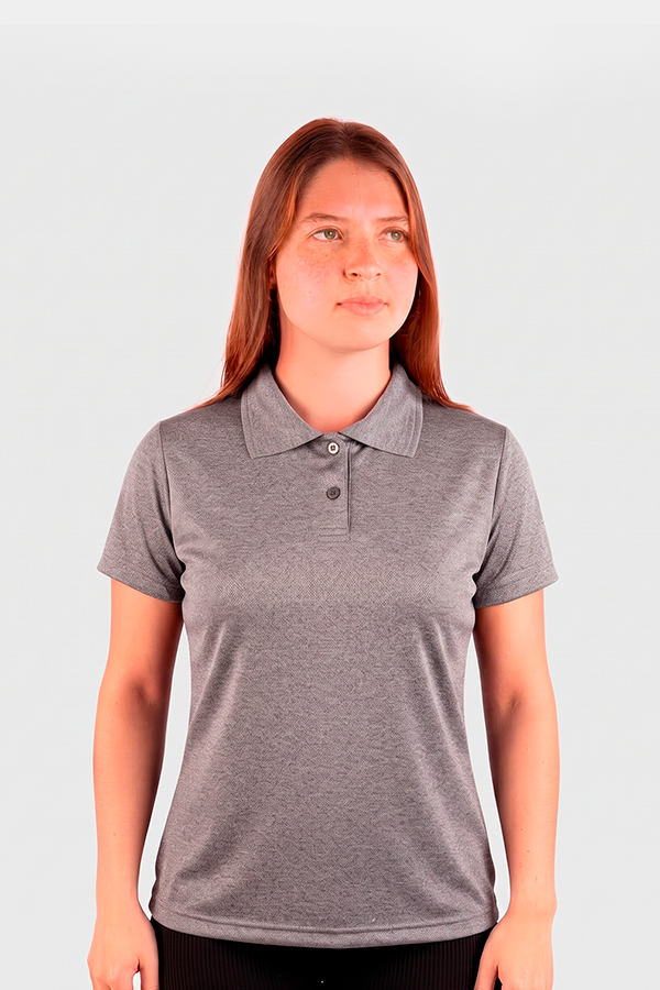 POLO BASICA LISA FEMININA CINZA MESCLA